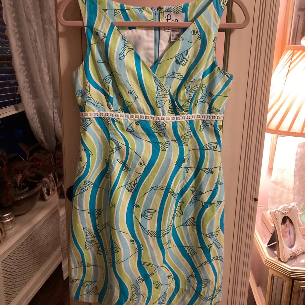 Lilly Pulitzer Dress, size 4 swirls&fish pattern